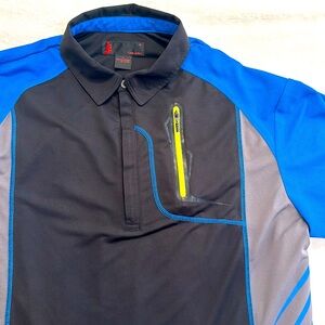 J by Jamie Sadock Mens Polo Shirt Multi Black 4 Button Performance Stretch Sz L‎